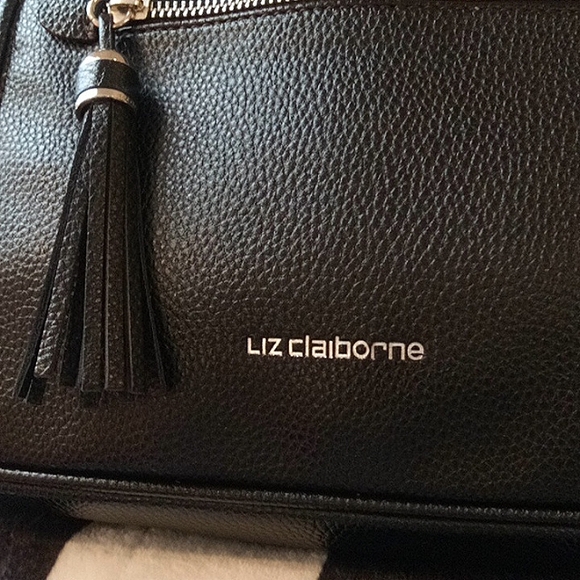 EUC💕 LIZ CLAIBORNE BLACK LEATHER  SATCHEL BAG 14" X 10" - Picture 3 of 11